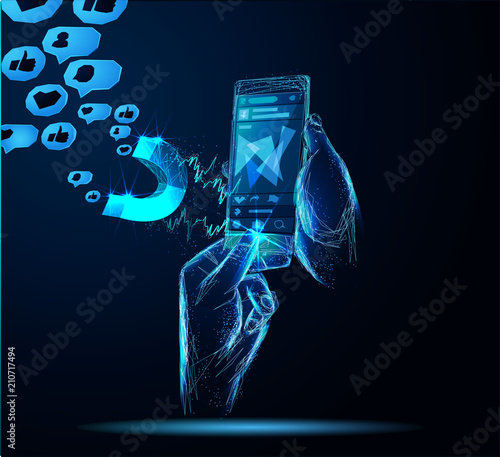Facebook Digital advertising ads social media online marketing.  Banner. Abstract image of a starry sky or space, consisting of points, lines,  in the form of stars and the universe. Low poly vector
