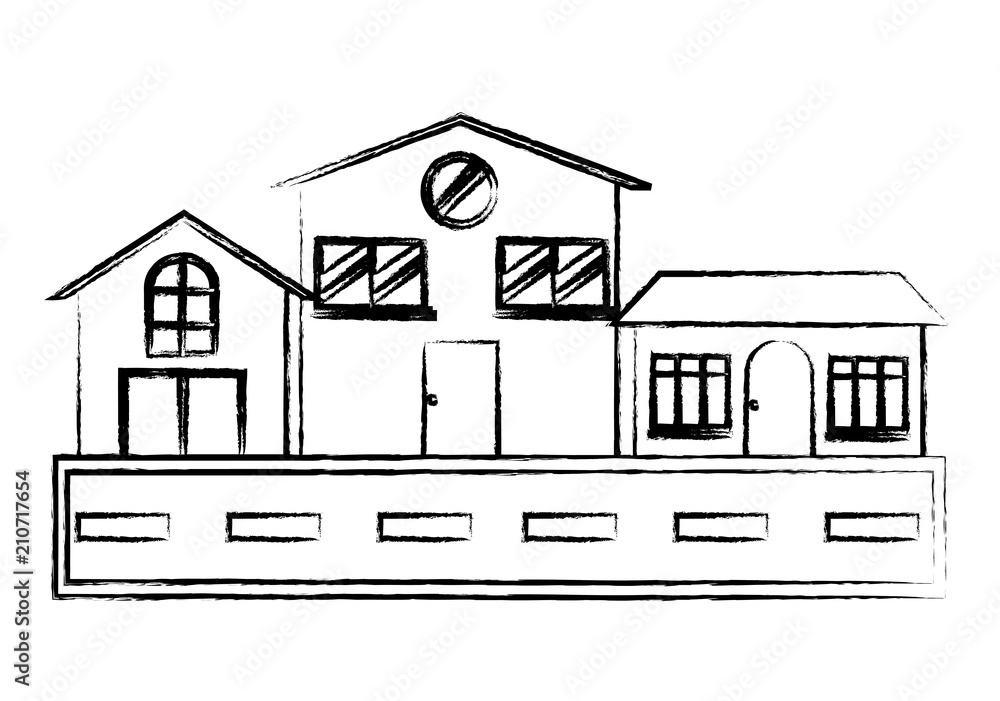 Street with houses over white background, vector illustration Street with houses over white background, vector illustration