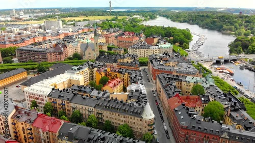 Aerial view of Stockholm Sweden's colorful architecture.
 photo