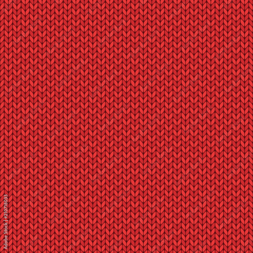 Knitted red texture. Seamless pattern. Vector illustration