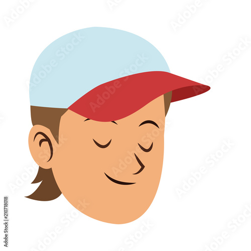 Young man face cartoon vector illustration graphic design