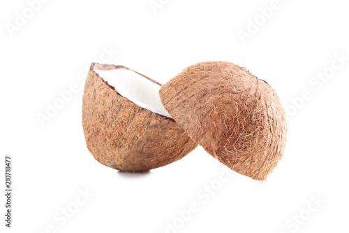 Half of coconut isolated on a white background