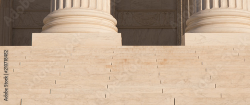 Close up photo of the column bases and steps of the US Supreme Court in Washington, D.C.