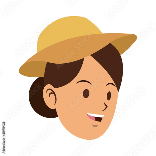 Young woman with sun hat vector illustration graphic design