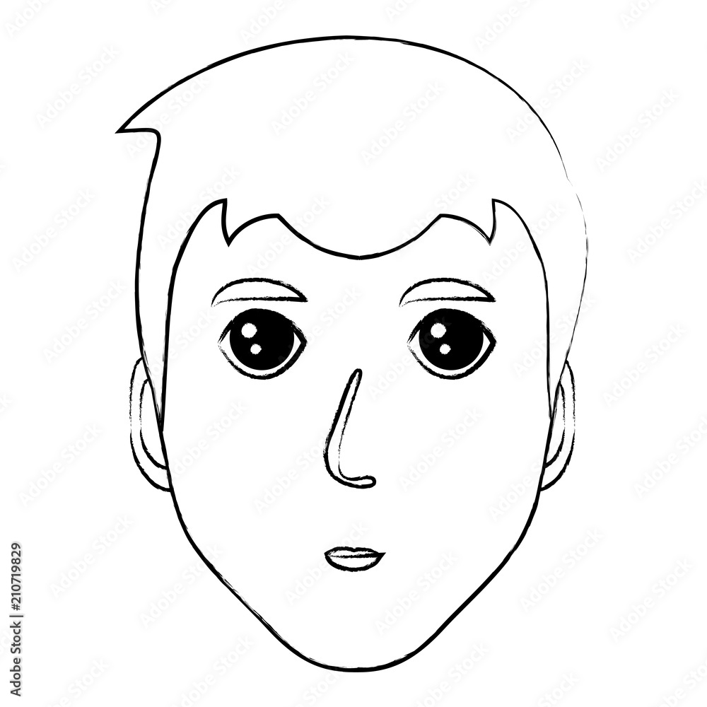 sketch of cartoon man face icon over white background, vector illustration sketch of cartoon man face icon over white background, vector illustration