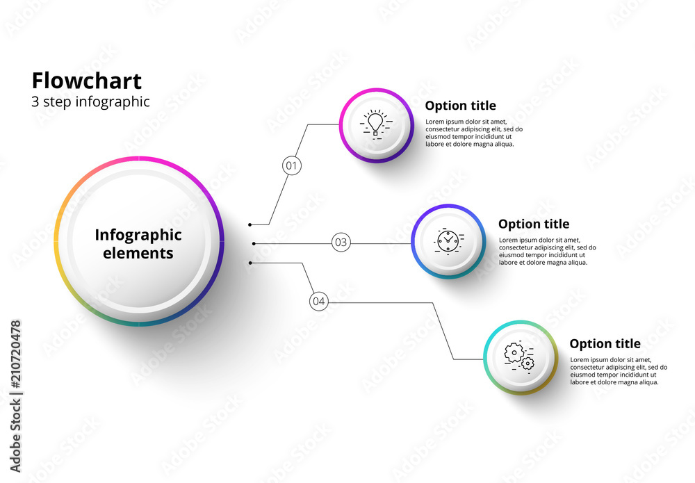 3 Step Infographic with Multicolored Accents Stock Template | Adobe Stock