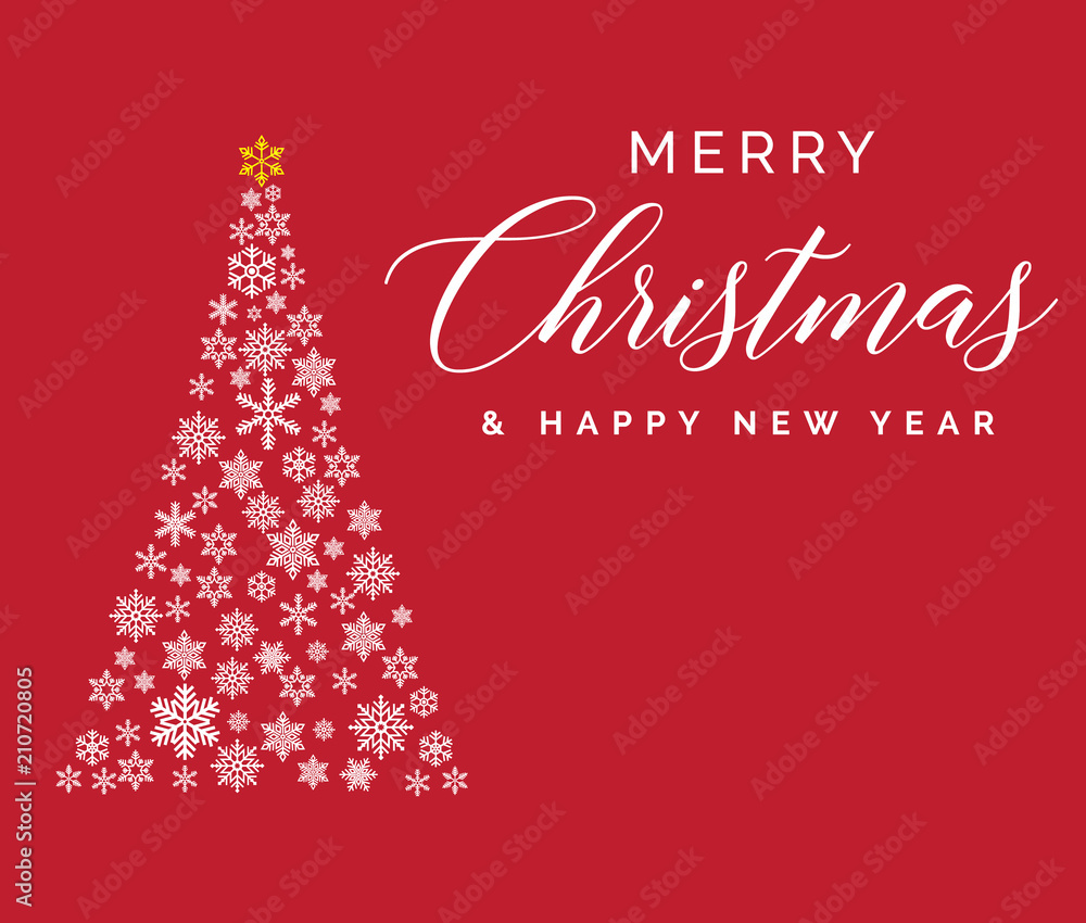 Merry Christmas and Happy New Year lettering template. Greeting card or invitation. Winter holidays related typograph