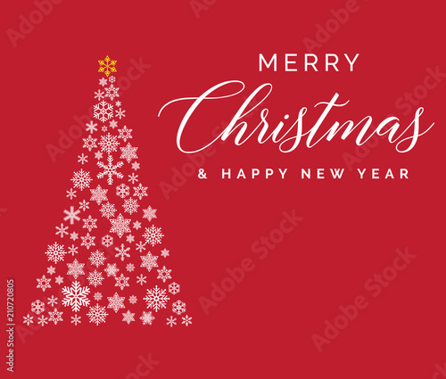 Merry Christmas and Happy New Year lettering template. Greeting card or invitation. Winter holidays related typograph