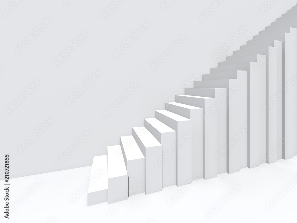 Obraz premium Conceptual stair on wall background building or architecture as metaphor to business success, growth, progress or achievement. 3D illustration of creative steps riseing up to the top as vision design