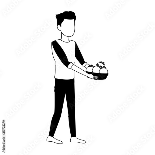 Man with tomatos harvest vector illustration graphic design vector illustration graphic design