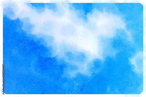 Watercolour blue sky with clouds