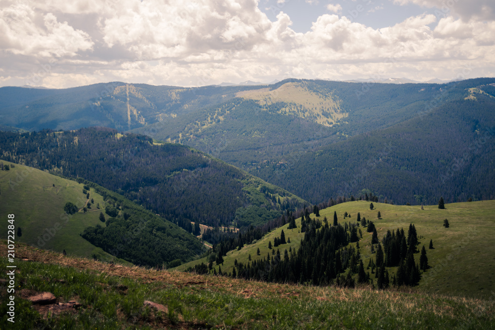 Fototapeta premium Landscape view of Vail's back bowls during the summer in Vail, Colorado. 