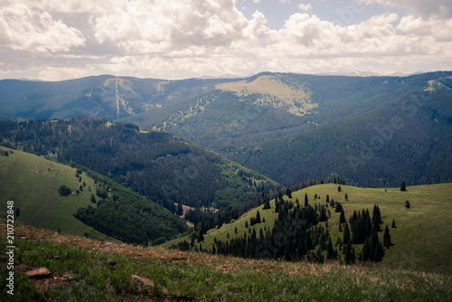 Landscape view of Vail's back bowls during the summer in Vail, Colorado. 