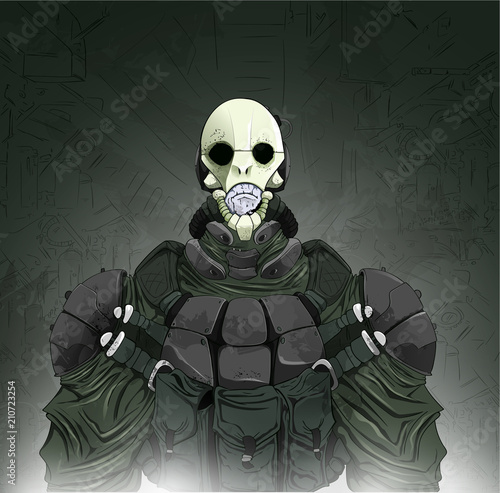 Zombie or vampire hunter. Cartoon vector illustration.