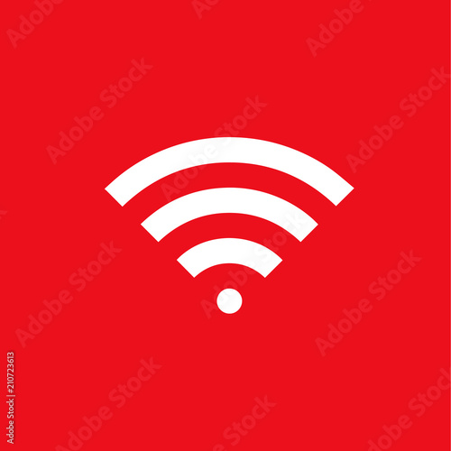 icon wifi. white icon on red background