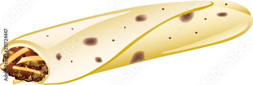 Illustration of a beef and cheese burrito
