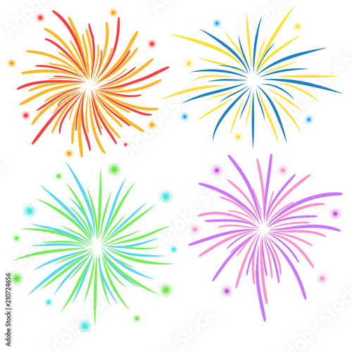 Fireworks on white background, stock vector illustration