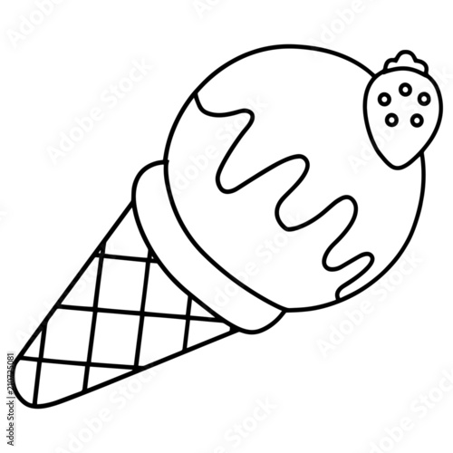 Ice cream cartoon illustration isolated on white background for children color book