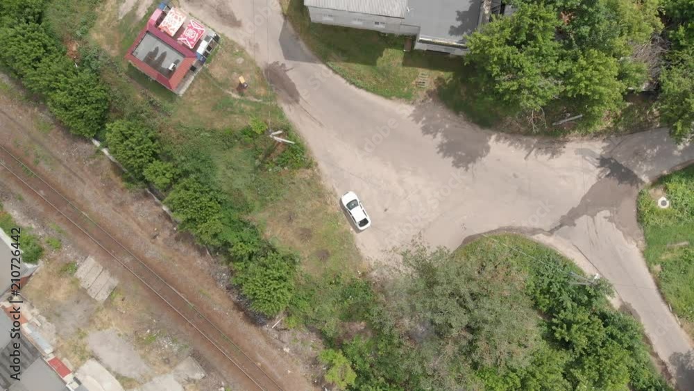 Aerial photography 4k. decrease from height to the car. Aerial photography 4k. decrease from height to the car.