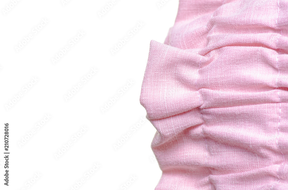 Fabric clothing flax pink seam on white background