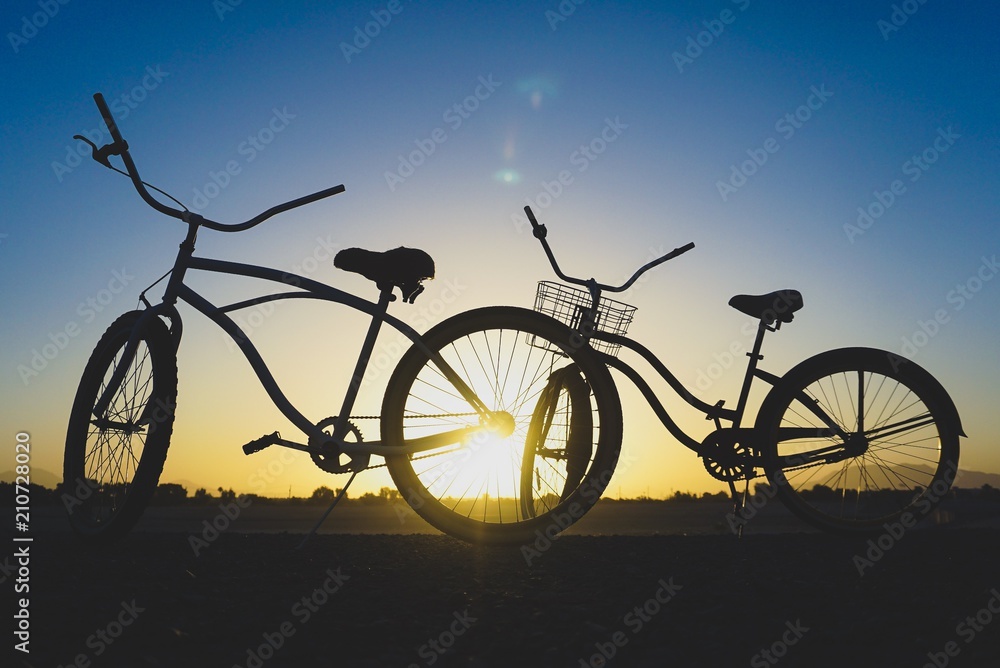 Fototapeta premium Sunrise and bike rides