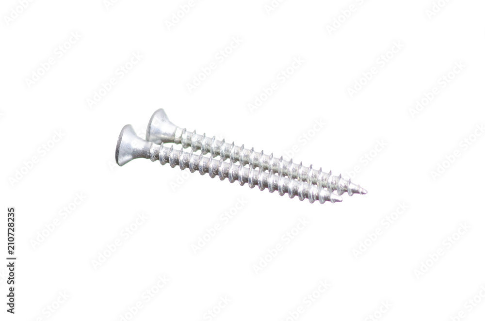 one white screws on white background isolation one white screws on white background isolation