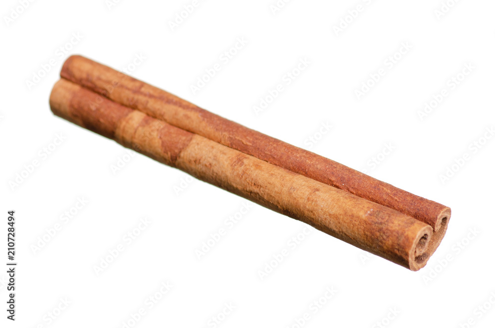 Cinnamon sticks close-up macro on white background isolation Cinnamon sticks close-up macro on white background isolation