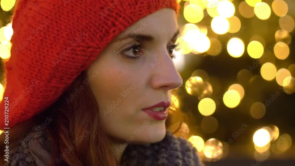 Thoughtful pretty woman waiting for someone - Christmas Time Thoughtful pretty woman waiting for someone - Christmas Time