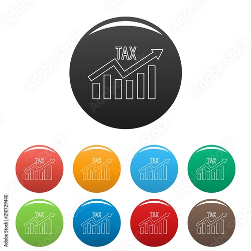 High tax icon. Outline illustration of high tax vector icons set color isolated on white