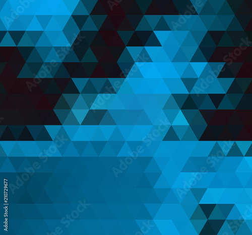 Dark blue shining triangular template. Creative illustration in halftone style with gradient.