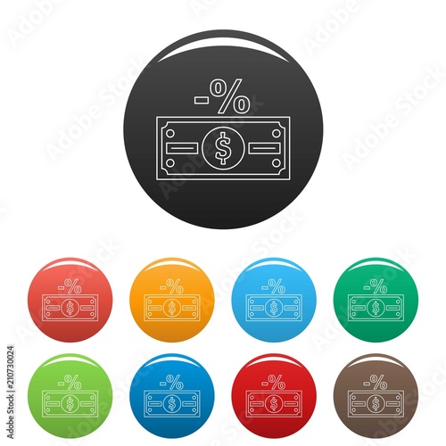 Pay tax icon. Outline illustration of pay tax vector icons set color isolated on white
