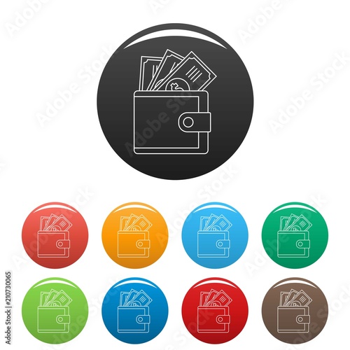 Wallet icon. Outline illustration of wallet vector icons set color isolated on white