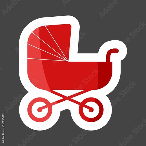 Vector illustration classic baby carriage. baby pram colored sticker. Layers grouped for easy editing illustration. For your design.