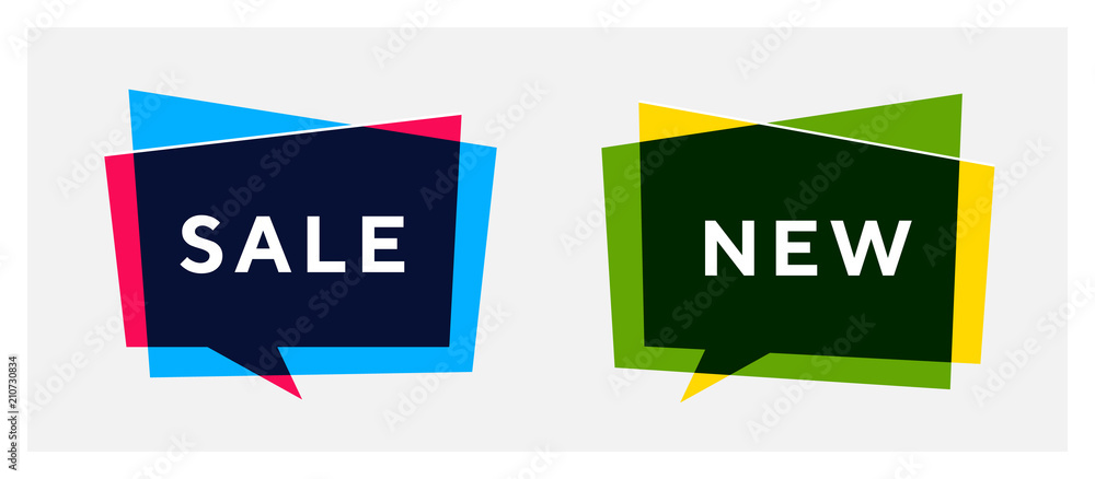 Set of trendy flat geometric transparent vector banners. Vivid ...