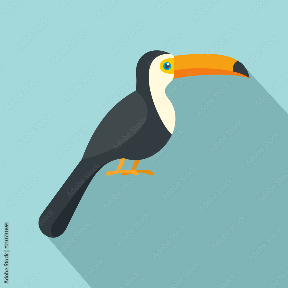 Obraz premium Toucan icon. Flat illustration of toucan vector icon for web design