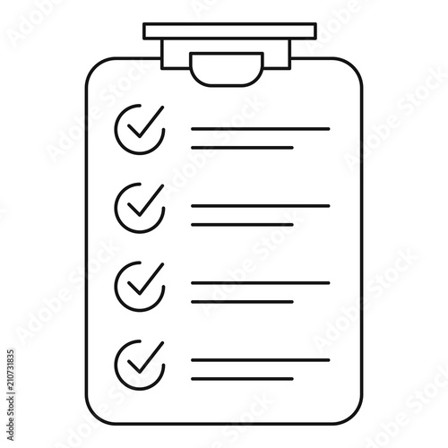 Checklist icon. Outline checklist vector icon for web design isolated on white background
