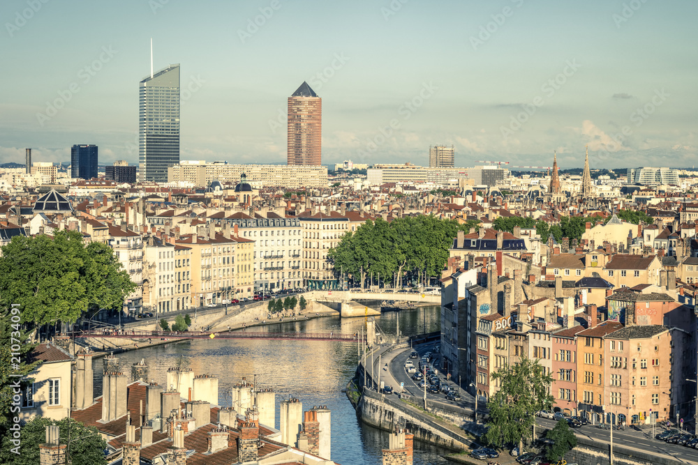 View of Lyon with Saone river
