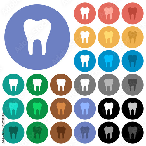 Single tooth round flat multi colored icons