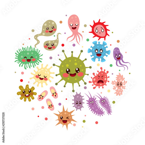 Cute little intestinal flora bacteria character collection
