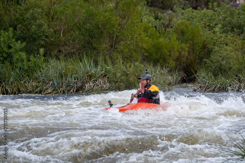 White water kayaking in Du Toits Kloof, South Africa