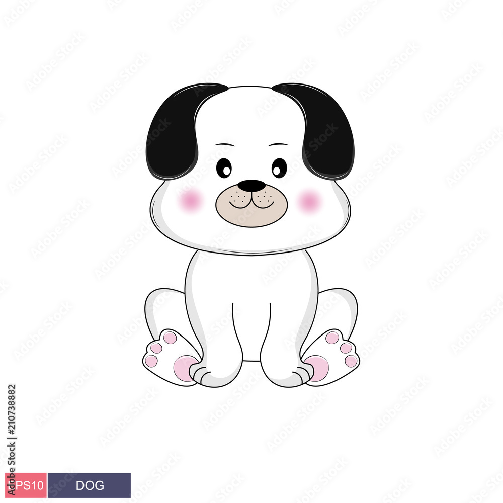 Hand drawn vector illustration of a cute funny dog Hand drawn vector illustration of a cute funny dog