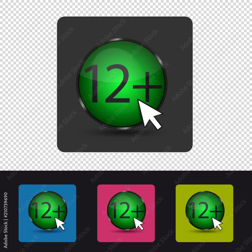 Altersfreigabe 12 Plus - Bunte Vektor web Button Altersfreigabe 12 Plus - Bunte Vektor web Button