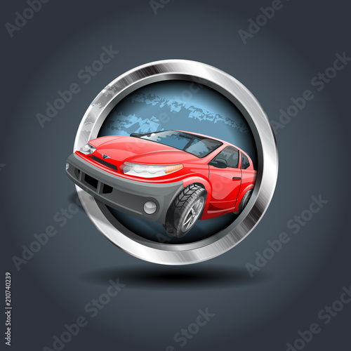 Canvas Print Casino four steely rounded badge icons. For Ui/Game.