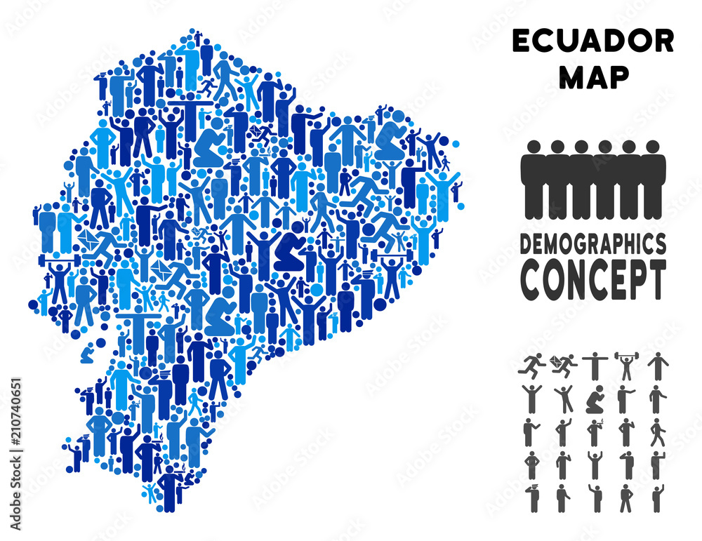 Vector population Ecuador map. Demography concept of Ecuador map made