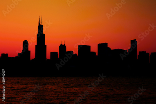 Chicago Skyline Panorama at Sunset