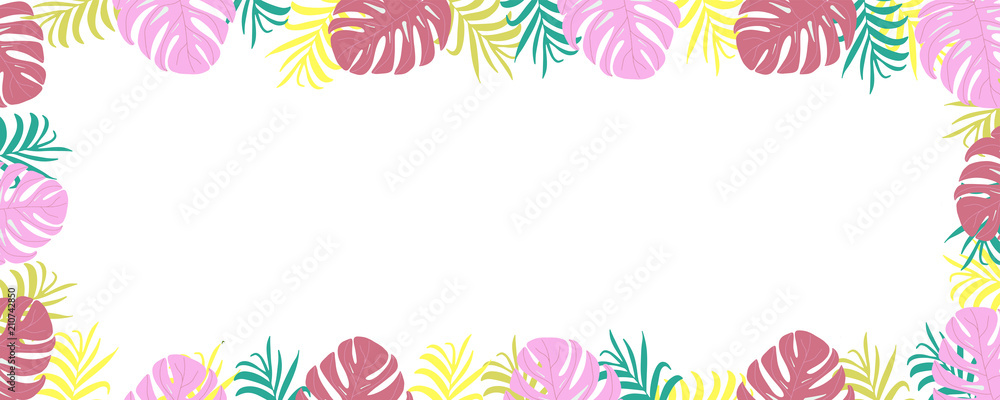 vector Hawaiian tropical summer banner with frame vector Hawaiian tropical summer banner with frame