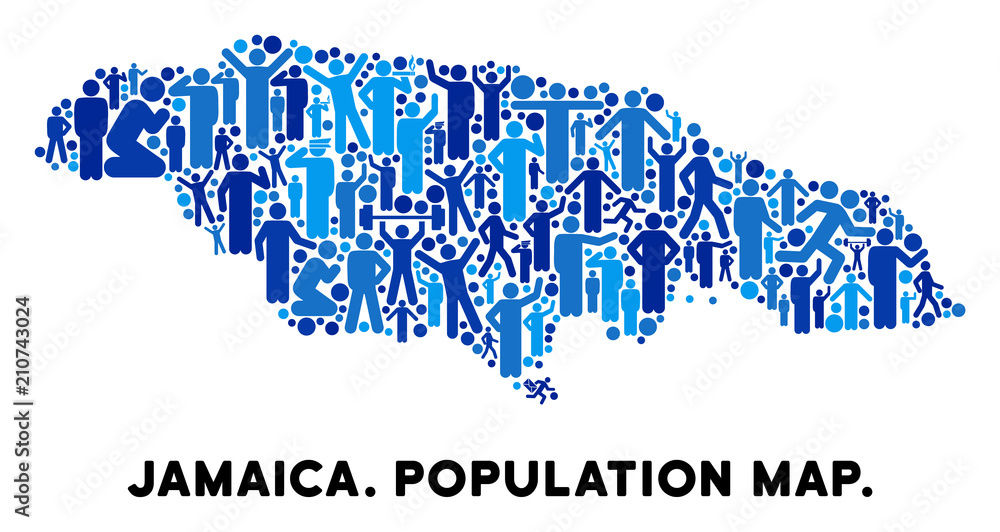 Vector population Jamaica map. Demography collage of Jamaica map