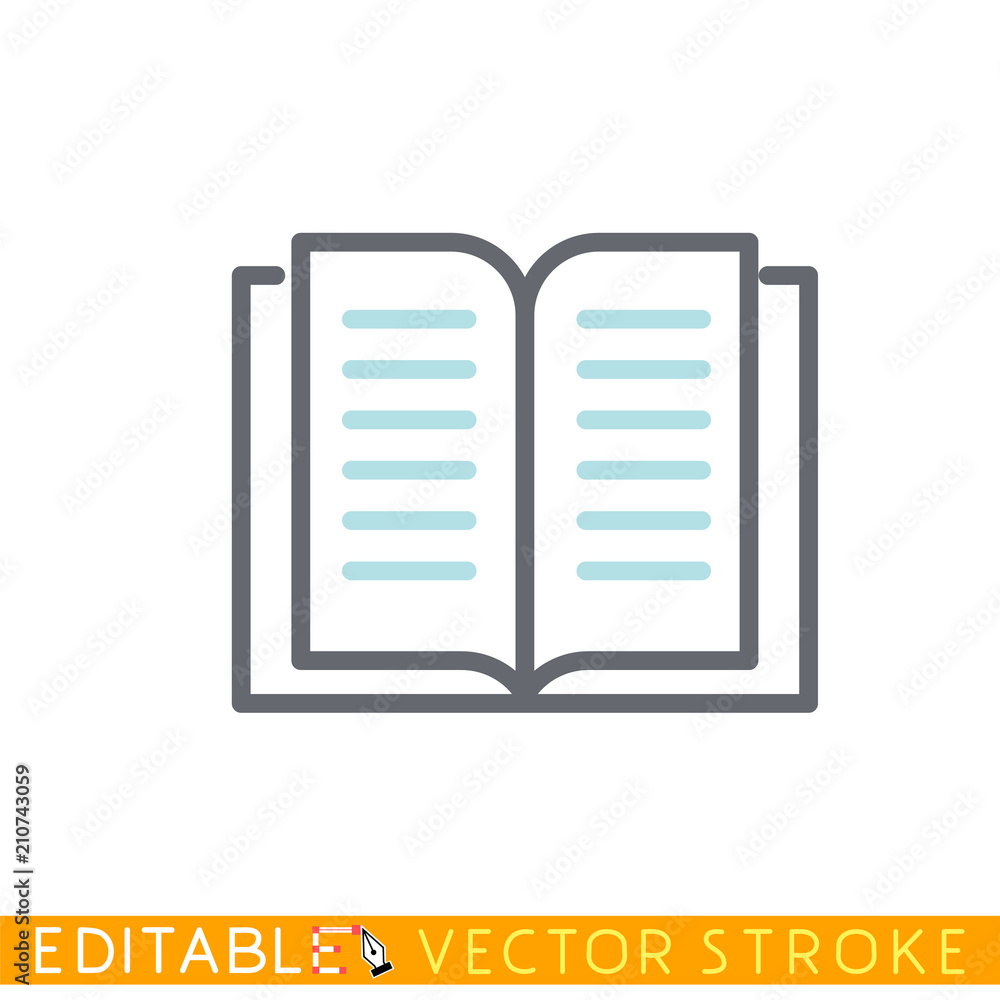 Open book icon. Editable stroke sketch icon. Stock vector illustration. Open book icon. Editable stroke sketch icon. Stock vector illustration.