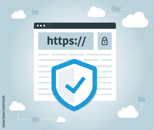 https, data protection and internet security. Web, Cloud, Website, secure