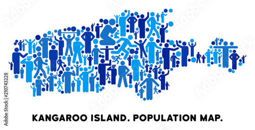 Vector population Kangaroo Island map. Demography concept of Kangaroo Island map constructed of men with variable postures. Demographic map in blue tinges.